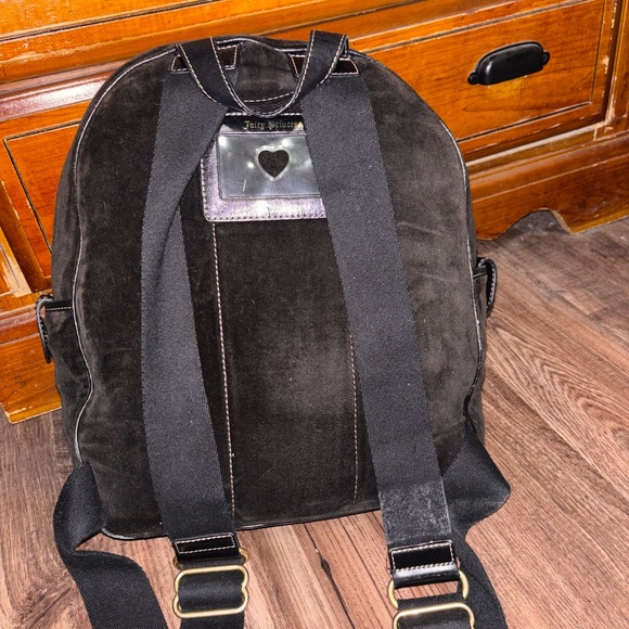 RARE Juicy Couture Velour Black Backpack with Leather Accents main image 9